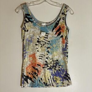 Jillian Nicole Tank Top Womens Small Multicolor Abstract USA Sleeveless Fun NEW